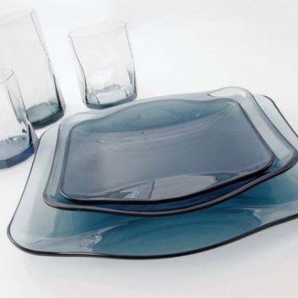 Đĩa thủy tinh vuông Nettuno Blue 28 màu xanh (Bormioli Rocco) - 2