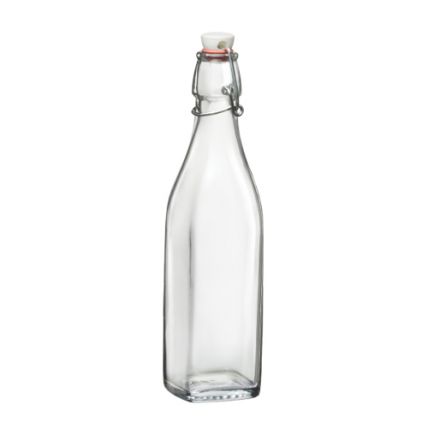 Chai thủy tinh vuông nắp cài Swing 1L (Bormioli Rocco) - 5