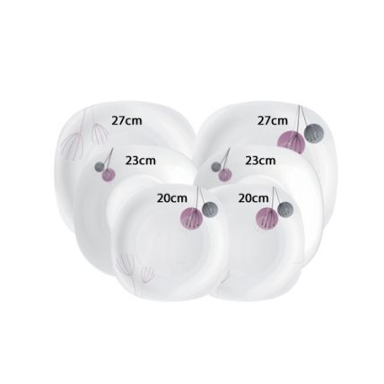 Combo 6 đĩa thủy tinh vuông Parma Geoflowers (Bormioli Rocco) - 2