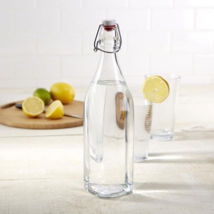 Chai thủy tinh vuông nắp cài Swing 1L (Bormioli Rocco) - 3
