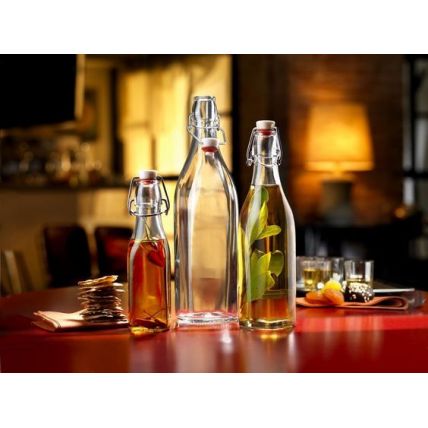Chai thủy tinh vuông nắp cài Swing 1L (Bormioli Rocco) - 4
