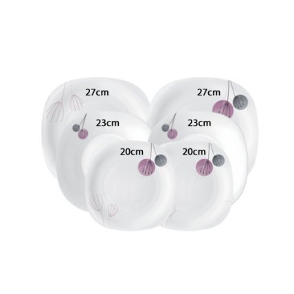Combo 6 đĩa thủy tinh vuông Parma Geoflowers