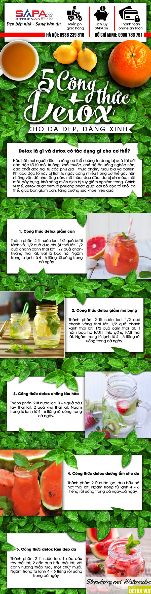 5 công thức detox cho da đẹp dáng xinh