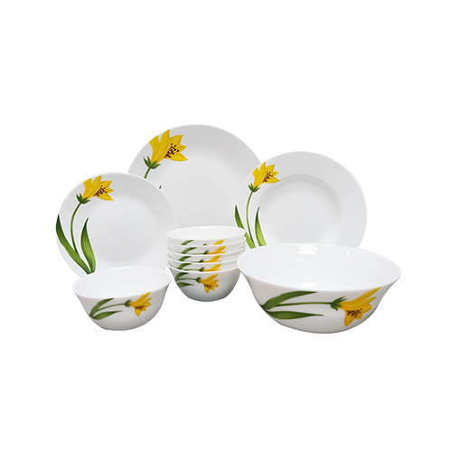 Bộ chén đĩa thủy tinh Diva Ivory A.S 10 món (La Opala)