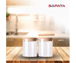 Combo 2 hũ thủy tinh tròn nắp tre hít kín hơi 0,75L - SAPATA
