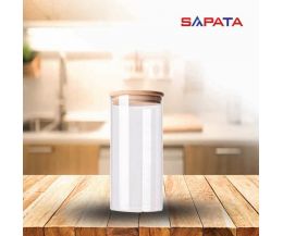Hũ thủy tinh tròn nắp tre hít kín hơi 1.5L - SAPATA