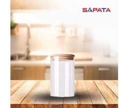 Hũ thủy tinh tròn nắp tre hít kín hơi 1L - SAPATA