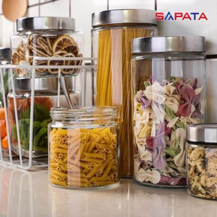 Hũ thủy tinh tròn nắp vặn inox 0,75L - SAPATA - 3