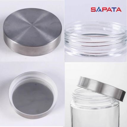 Hũ thủy tinh tròn nắp vặn inox 0,75L - SAPATA - 6