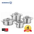 Bộ 4 nồi inox cao cấp Korkmaz Proline - A1147 nắp kính - small 1
