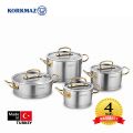 Bộ 4 nồi inox cao cấp Korkmaz Proline tay nắm màu vàng - A1148 - small 1