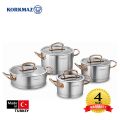 Bộ 4 nồi inox cao cấp Korkmaz Proline tay nắm màu hồng - A1149 - small 1