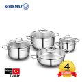 Bộ 4 nồi inox cao cấp Korkmaz Perla - A1606 nắp kính - small 1