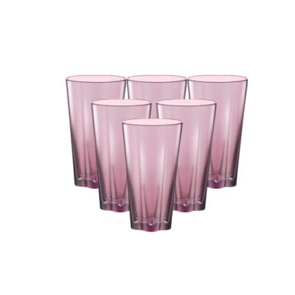 Bộ 6 ly thủy tinh màu tím Hya Purple cao 38cl (Bormioli Rocco) - 1